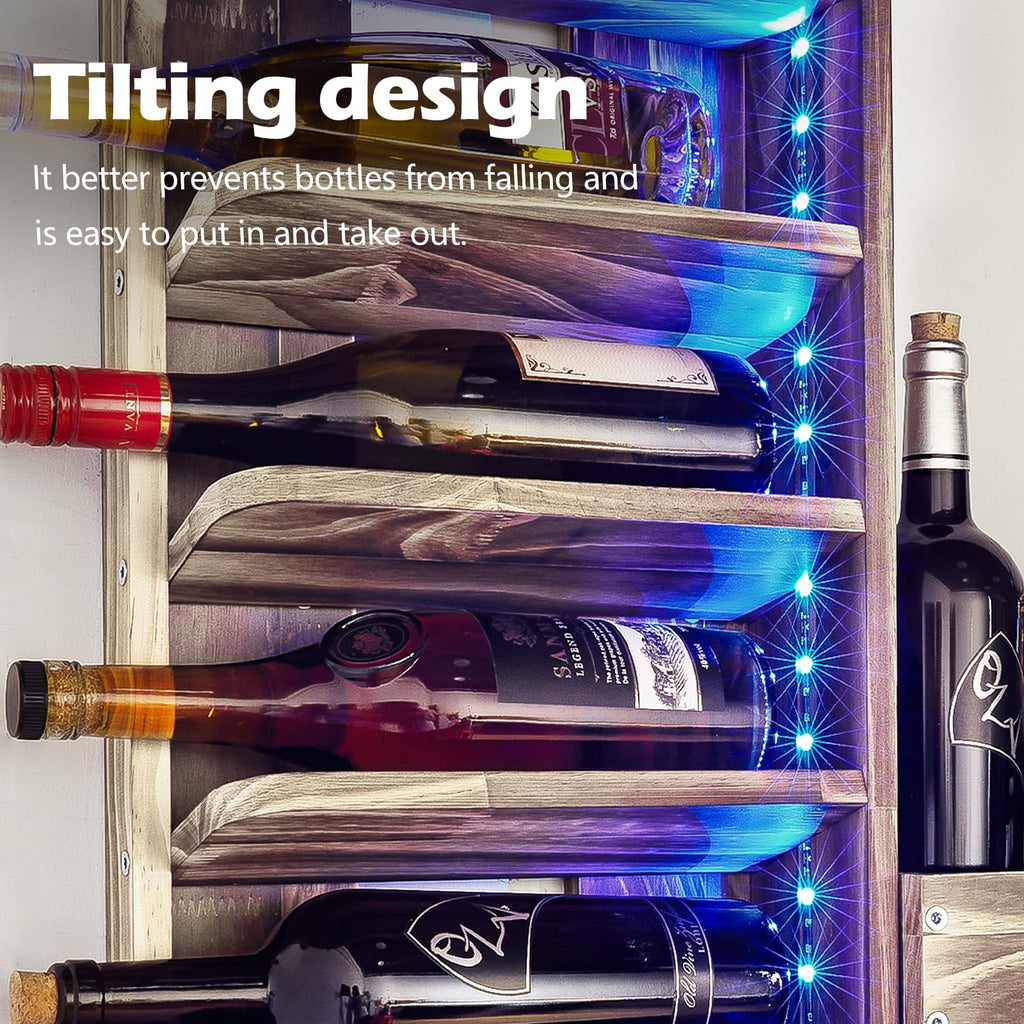 Homde Wall Mounted Wooden Wine Rack with Glass Holder-Homde