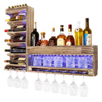 Homde Wall Mounted Wooden Wine Rack with Glass Holder-Homde