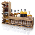 Homde Wall Mounted Wooden Wine Rack with Glass Holder-Homde