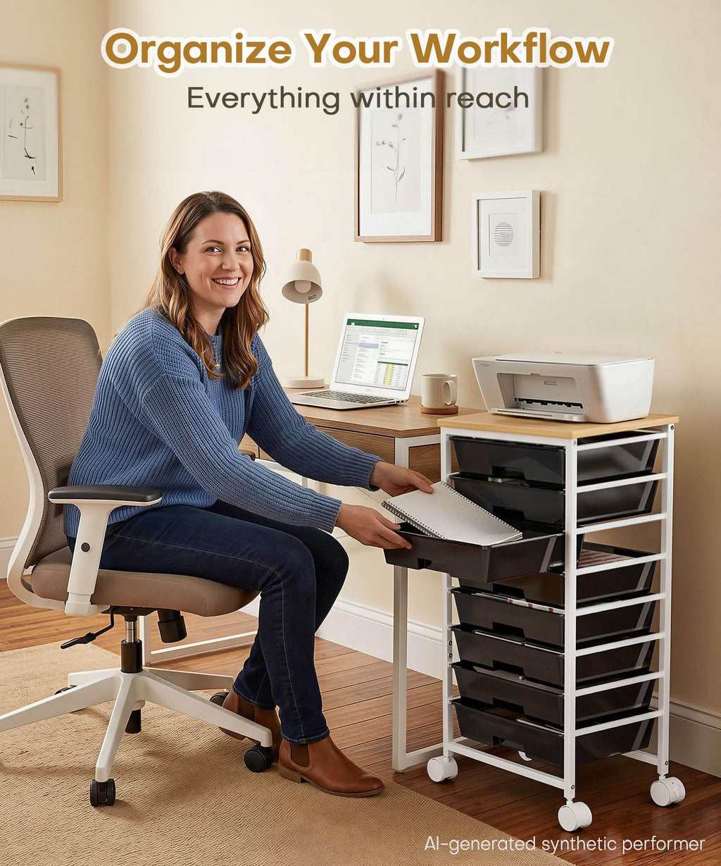 Homde Rolling Storage Drawer Cart with 8 Drawers and Lockable Wheels-Homde