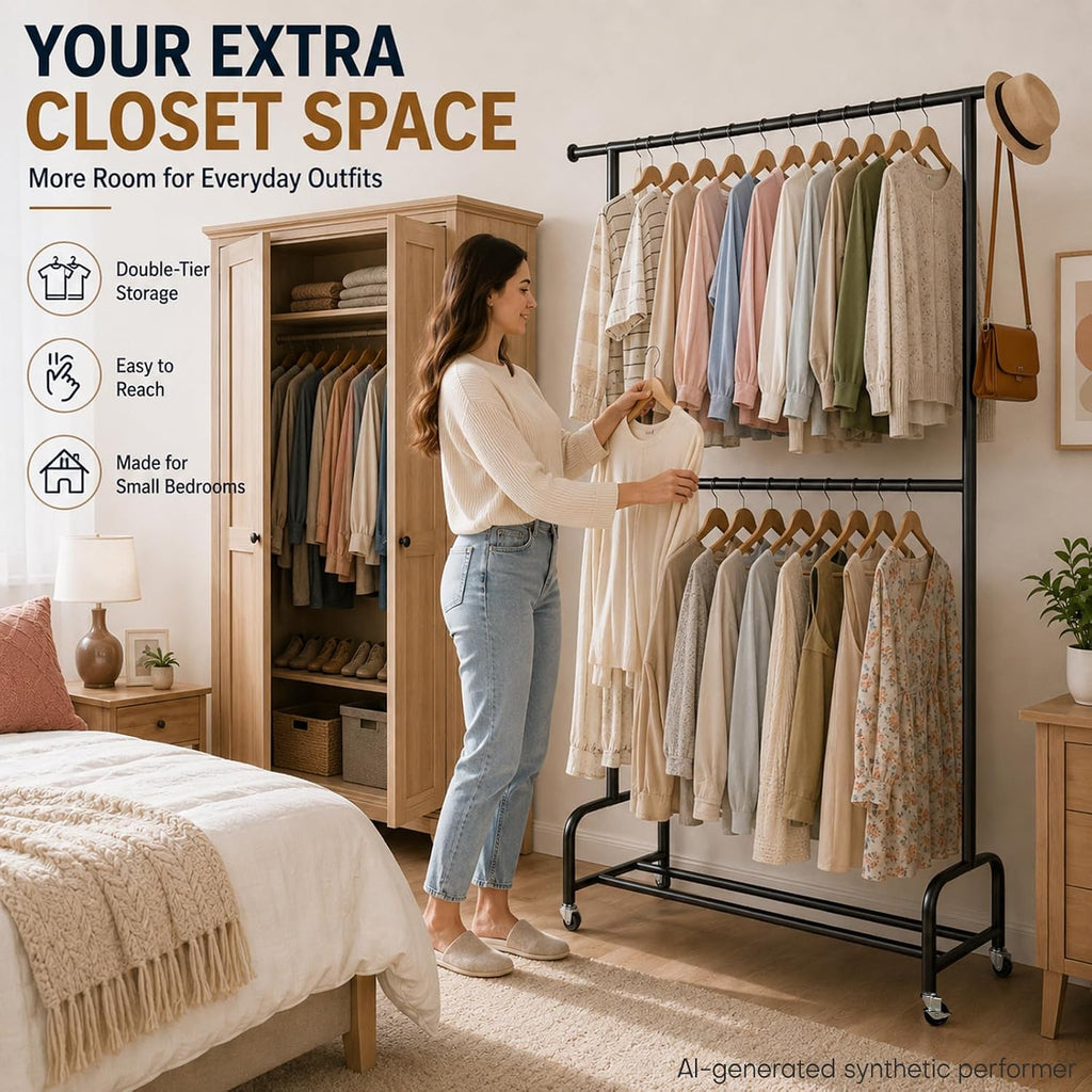 Homde Sturdy Clothes Rack for Bedroom: 462 lbs Heavy Duty Capacity