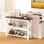 3-Tier Wood Entryway Table, 41" Narrow Console Table-Homde