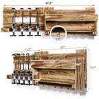 Homde Wall Mounted Wood Wine Rack with Glass Holder and Liquor Dispenser-Homde