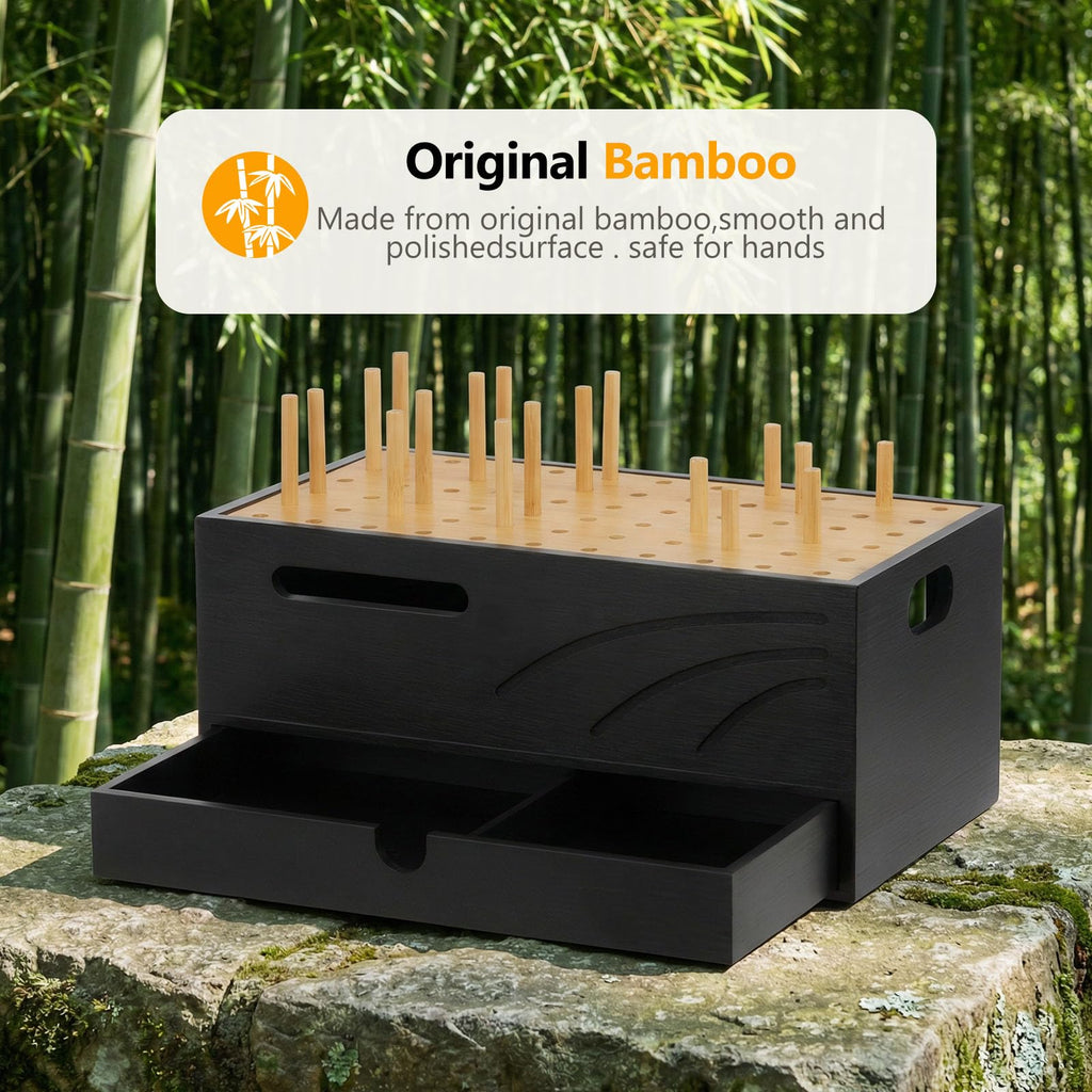 Homde Bamboo Charging Station Organizer with Drawer for Multiple Devices-Homde