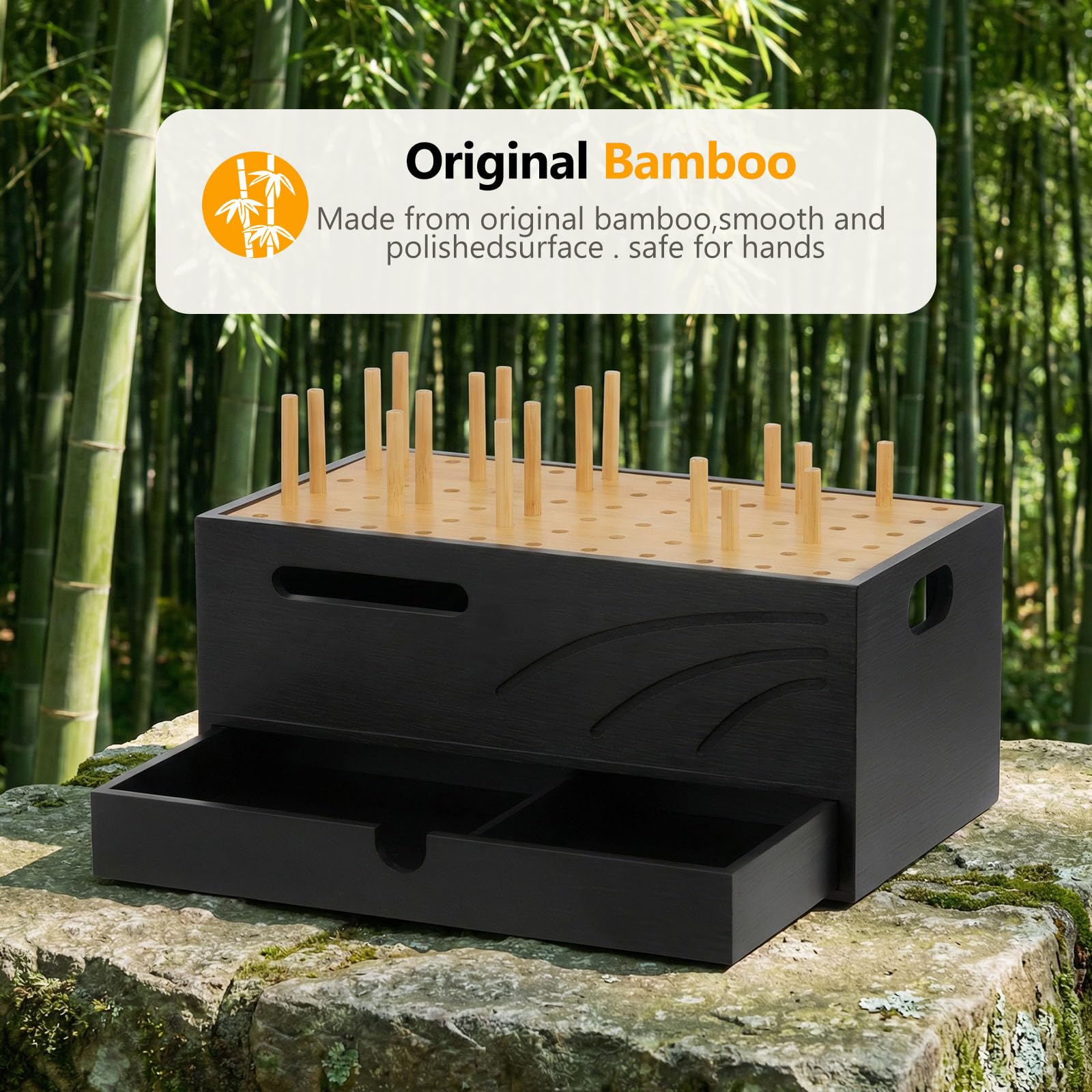 Homde Bamboo Charging Station Organizer with Drawer for Multiple Devices-Homde
