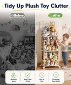 Homde Stuffed Animal Storage Organizer with Wheels, 54" Plush Toy Holder-Homde