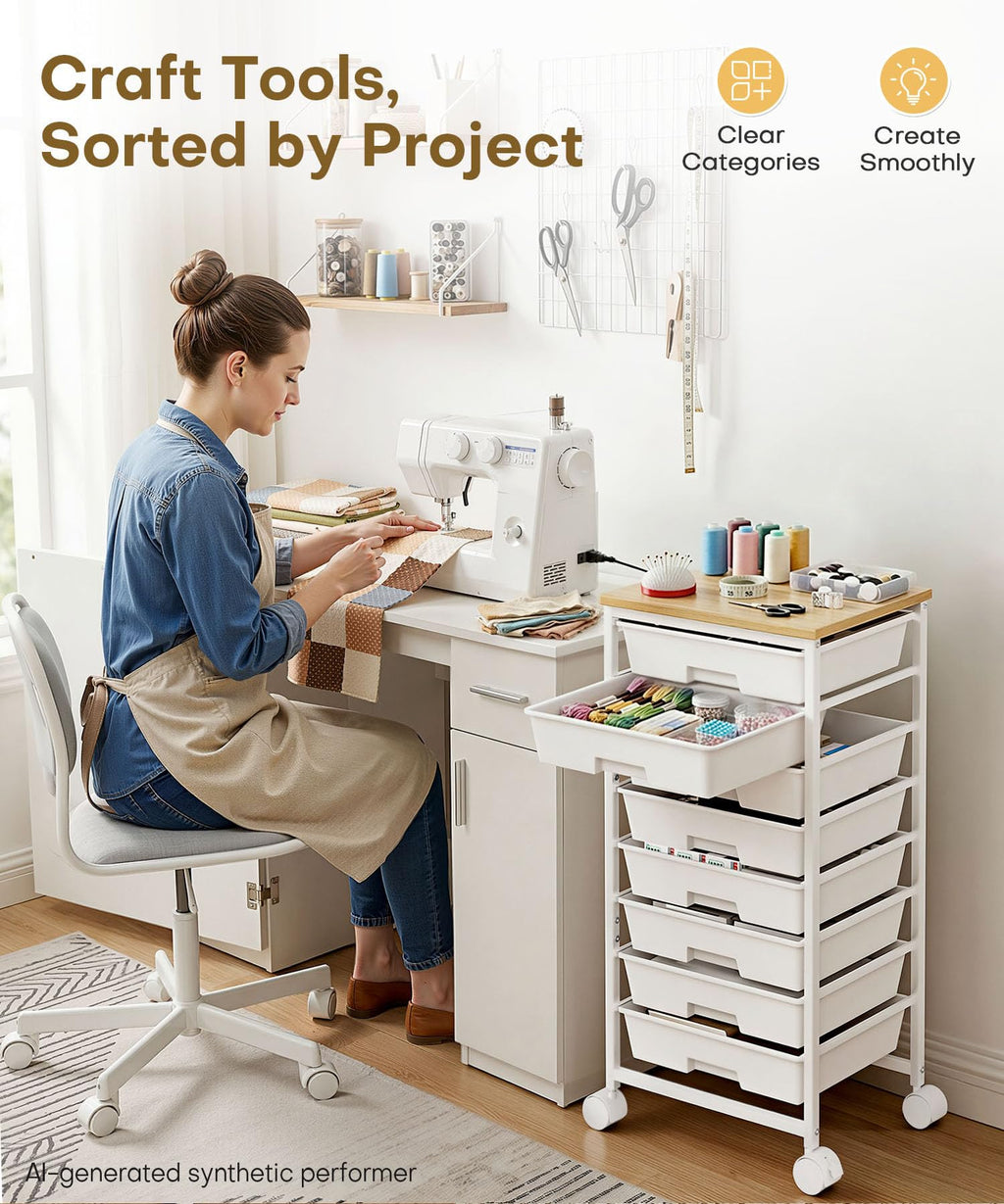 Homde Rolling Storage Drawer Cart with 8 Drawers and Lockable Wheels-Homde