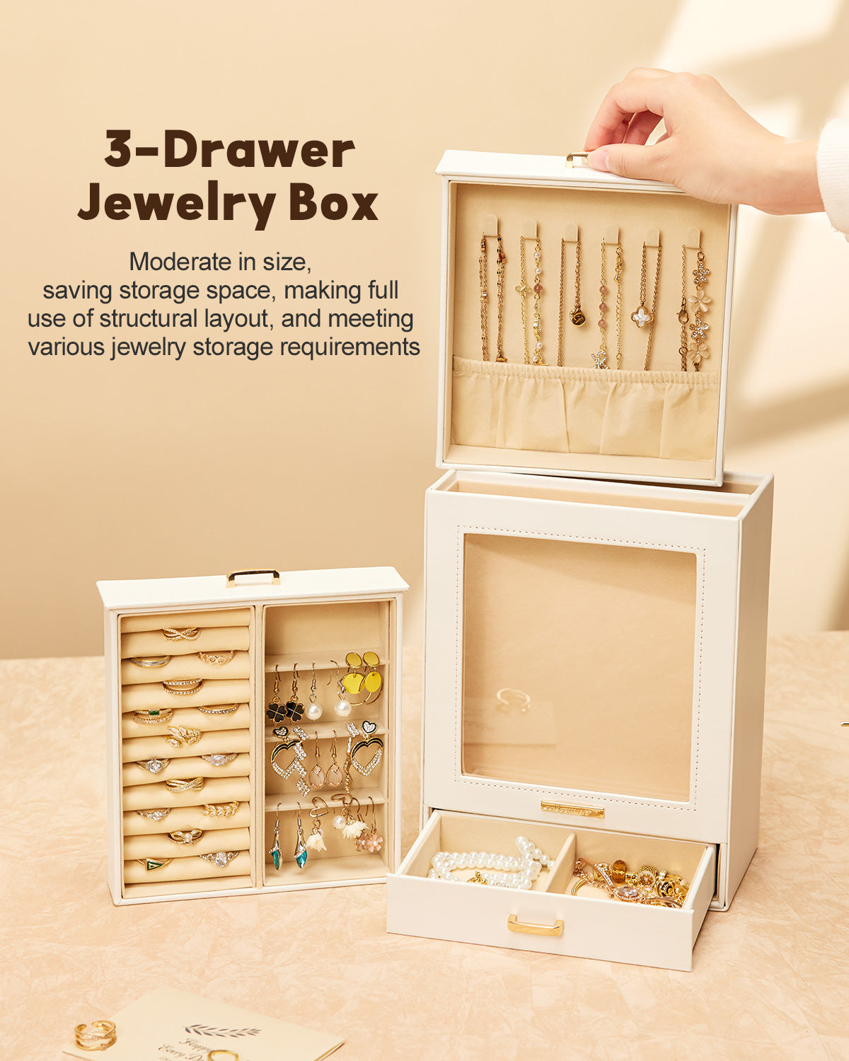 Jewelry Organizer Girls Women Jewelry Box for Necklaces Rings Earrings Gift Jewelry Storage Case