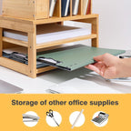 Homde Bamboo Desk Organizer with File Holder and Adjustable Pen Cups-Homde