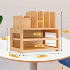 Homde Bamboo Desk Organizer with File Holder and Adjustable Pen Cups-Homde