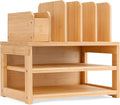 Homde Bamboo Desk Organizer with File Holder and Adjustable Pen Cups-Homde