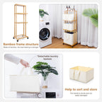 Homde 3-Tier Bamboo Laundry Basket with Wheels and Removable Hampers-Homde