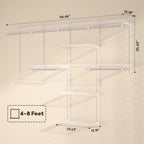 Homde Wall Mounted Closet Organizer System, Adjustable 4–8 ft Wardrobe Kit-Homde