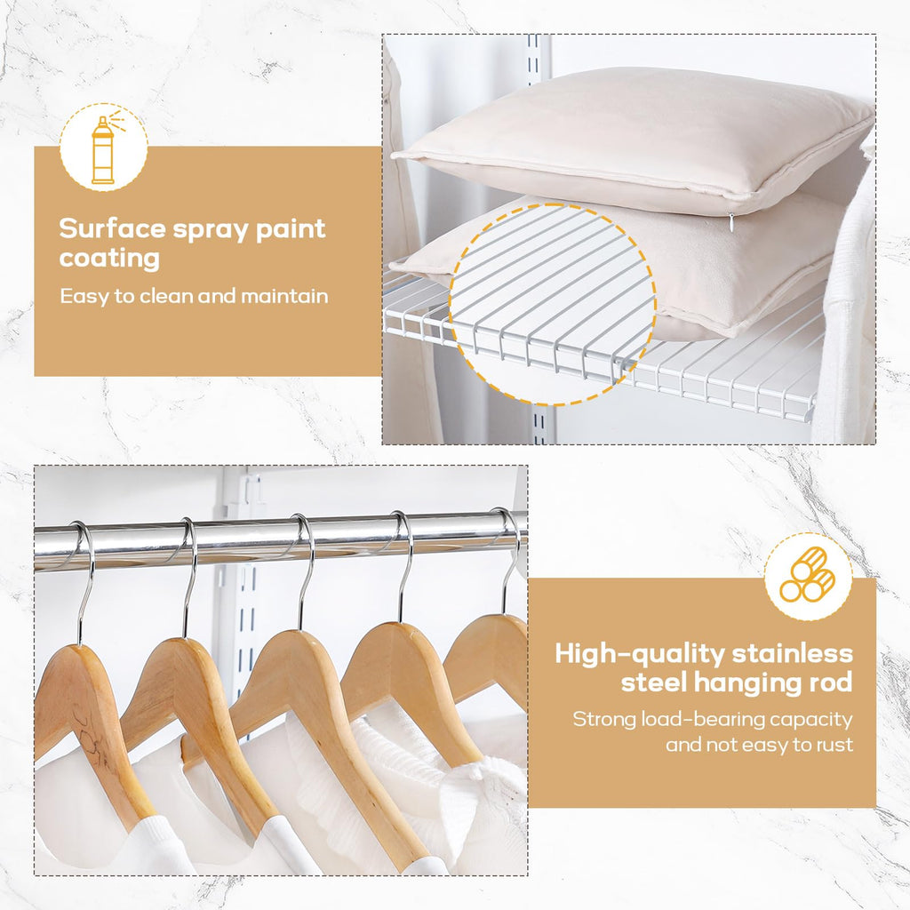 Homde Wall Mounted Closet Organizer System, Adjustable 4–8 ft Wardrobe Kit-Homde