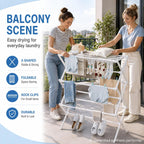 Homde Foldable Clothes Drying Rack with Expandable Poles and Sock Clips-Homde