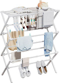 Homde Foldable Clothes Drying Rack with Expandable Poles and Sock Clips-Homde