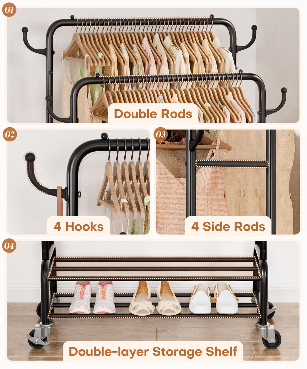 Double Clothes Rack-HS002-Homde