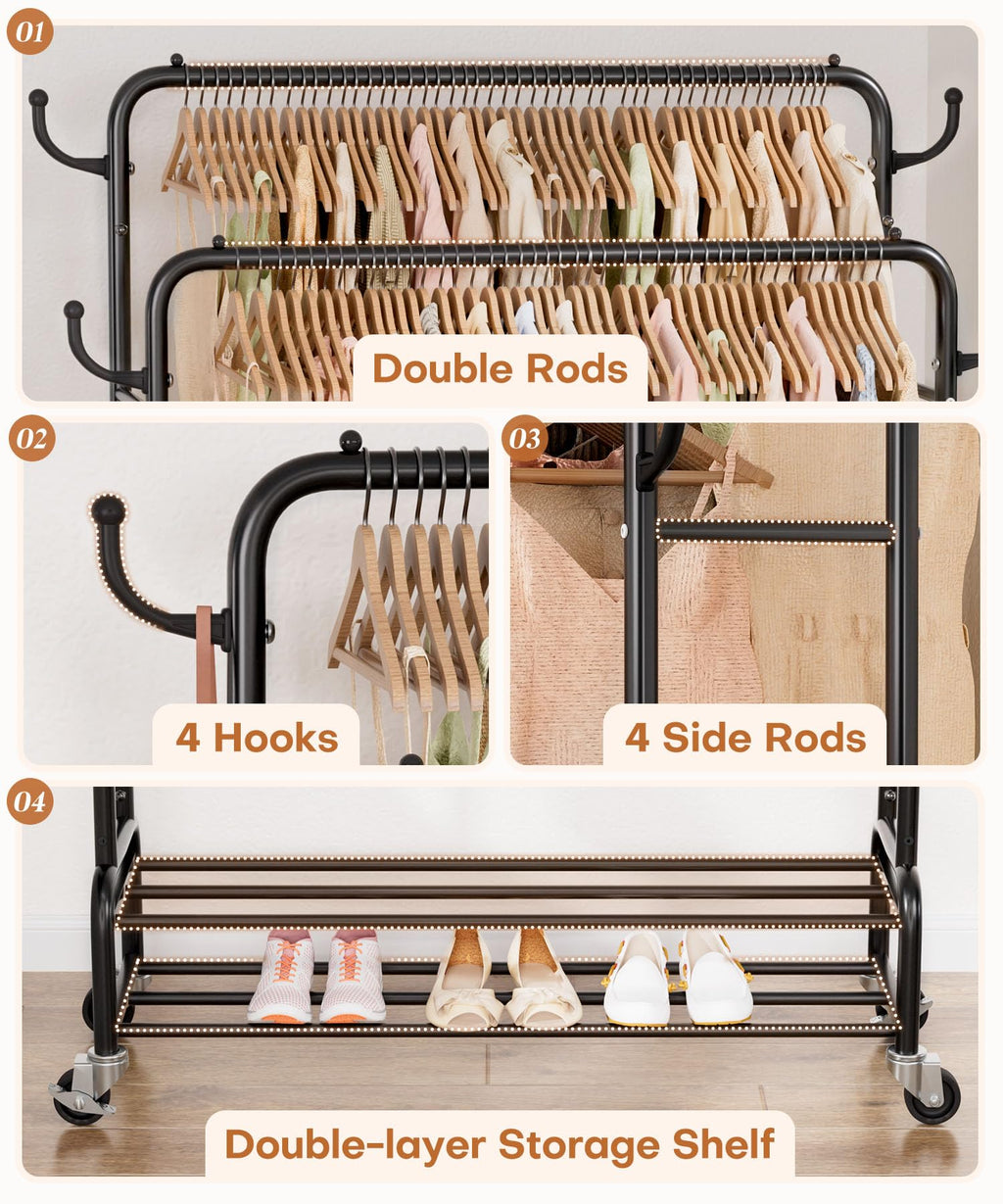 Double Clothes Rack-HS002-Homde