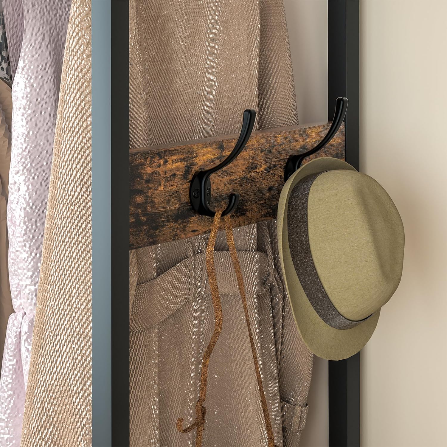 Freestanding Clothes Rack with 4 Drawers, Hooks and Shelves-Homde