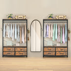Freestanding Clothes Rack with 4 Drawers, Hooks and Shelves-Homde