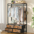 Freestanding Clothes Rack with 4 Drawers, Hooks and Shelves-Homde