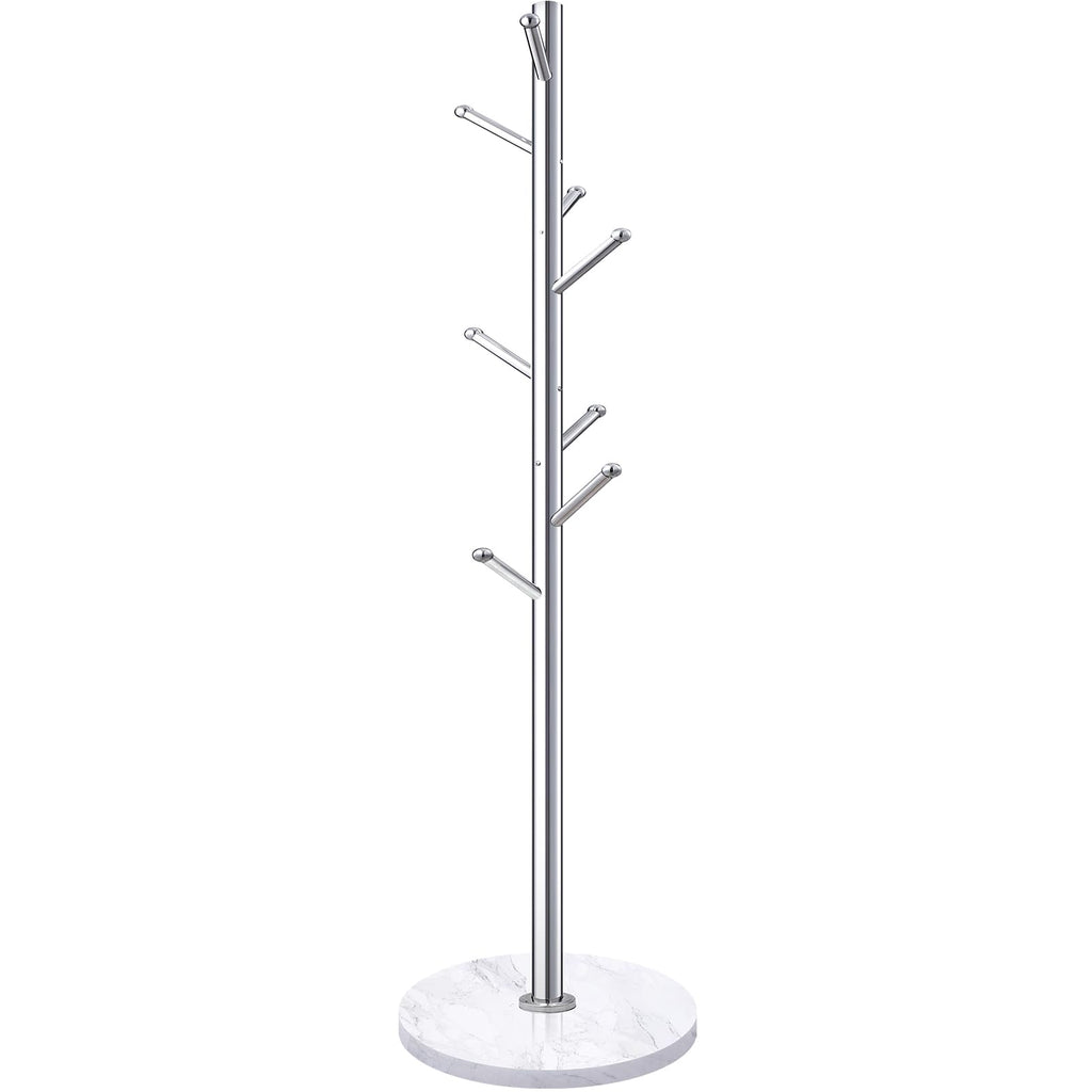 Homde Metal Coat Rack Stand with Natural Marble Base and 8 Hooks-Homde