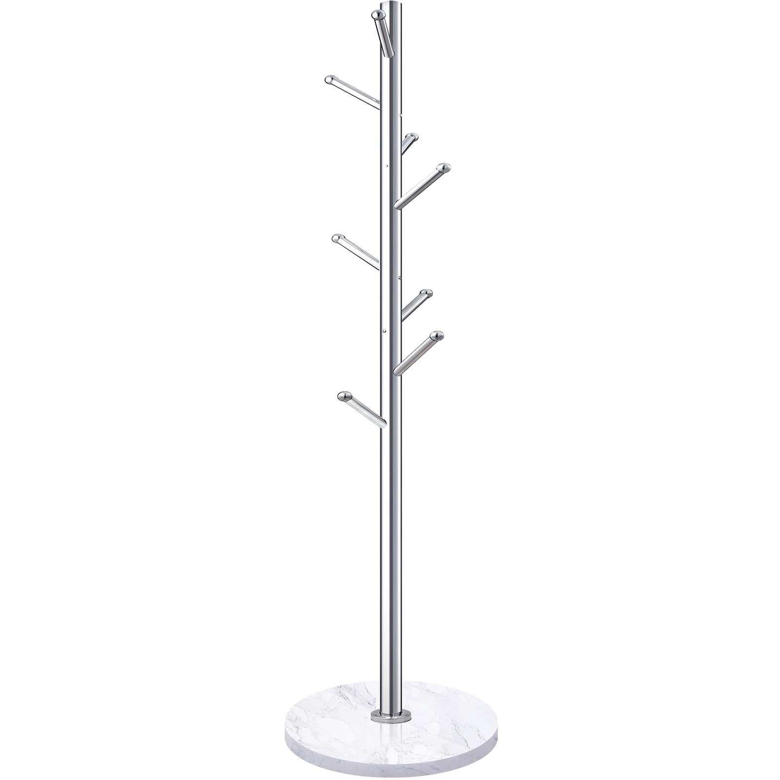 Homde Metal Coat Rack Stand with Natural Marble Base and 8 Hooks-Homde