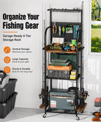 Homde Fishing Rod Holder with Wheels, 12-Rod Garage Storage Rack-Homde