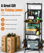Homde Fishing Rod Holder with Wheels, 12-Rod Garage Storage Rack-Homde