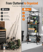 Homde Fishing Rod Holder with Wheels, 12-Rod Garage Storage Rack-Homde