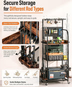 Homde Fishing Rod Holder with Wheels, 12-Rod Garage Storage Rack-Homde