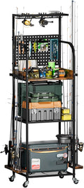 Homde Fishing Rod Holder with Wheels, 12-Rod Garage Storage Rack-Homde