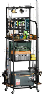 Homde Fishing Rod Holder with Wheels, 12-Rod Garage Storage Rack-Homde