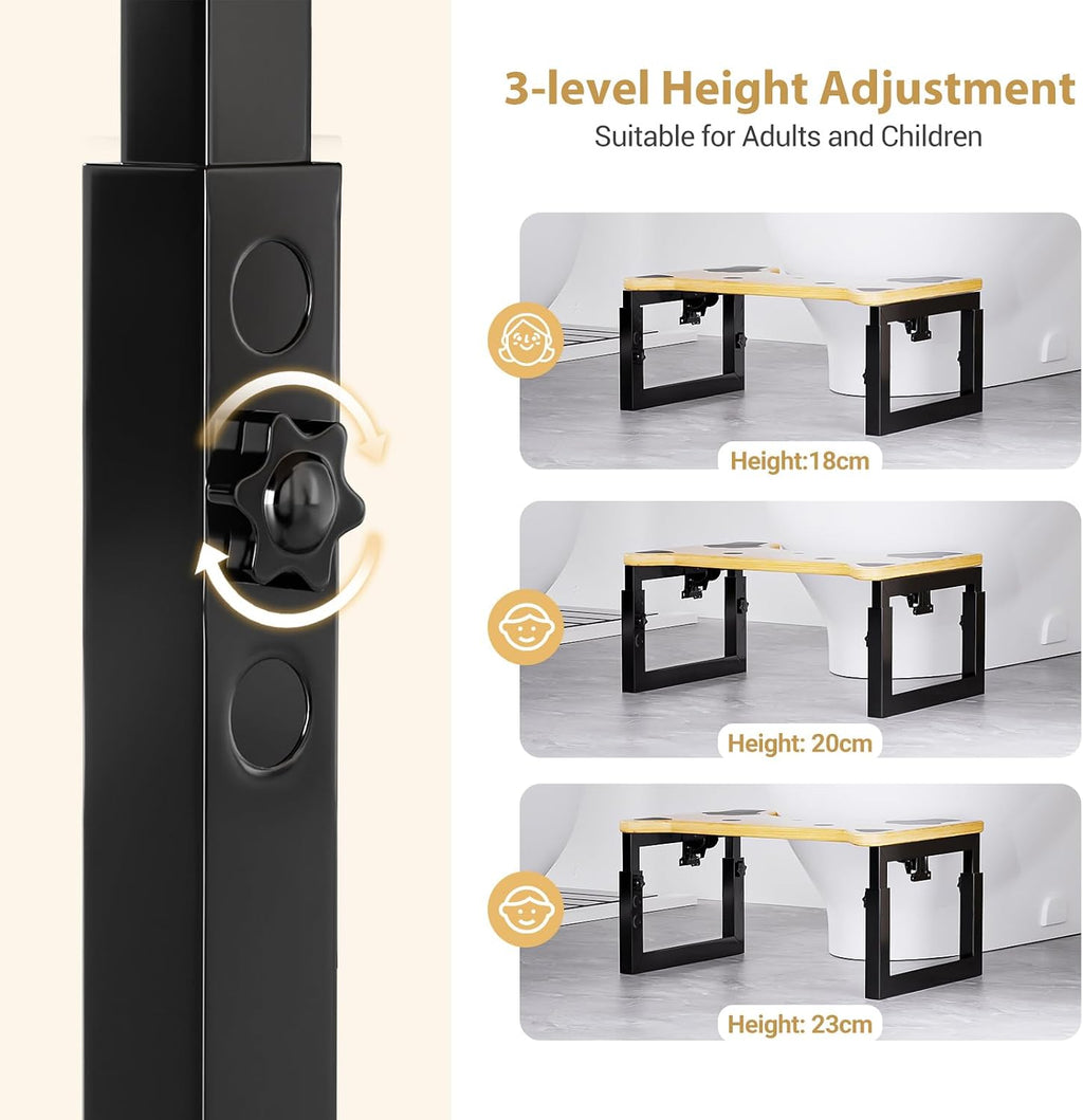 Homde Foldable Toilet Stool with 3 Adjustable Heights and Non-Slip Feet-Homde