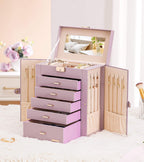 Homde Large Jewelry Box with 6 Layers, 5 Drawers, Mirror and Lock-Homde