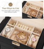 Homde Large Jewelry Box with 6 Layers, 5 Drawers, Mirror and Lock-Homde