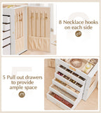 Homde Large Jewelry Box with 6 Layers, 5 Drawers, Mirror and Lock-Homde