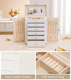Homde Large Jewelry Box with 6 Layers, 5 Drawers, Mirror and Lock-Homde