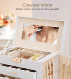 Homde Large Jewelry Box with 6 Layers, 5 Drawers, Mirror and Lock-Homde