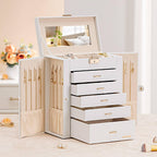 Homde Large Jewelry Box with 6 Layers, 5 Drawers, Mirror and Lock-Homde