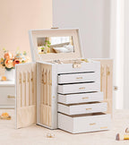 Homde Large Jewelry Box with 6 Layers, 5 Drawers, Mirror and Lock-Homde