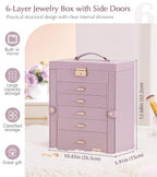 Homde Large Jewelry Box with 6 Layers, 5 Drawers, Mirror and Lock-Homde