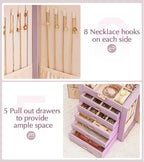 Homde Large Jewelry Box with 6 Layers, 5 Drawers, Mirror and Lock-Homde