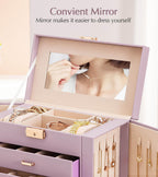 Homde Large Jewelry Box with 6 Layers, 5 Drawers, Mirror and Lock-Homde
