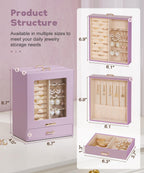 Homde Jewelry Organizer with Glass Window, 3 Drawers and Necklace Hooks-Homde