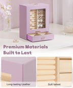 Homde Jewelry Organizer with Glass Window, 3 Drawers and Necklace Hooks-Homde