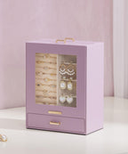 Homde Jewelry Organizer with Glass Window, 3 Drawers and Necklace Hooks-Homde