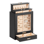Homde Jewelry Organizer with Glass Window, 3 Drawers and Necklace Hooks-Homde