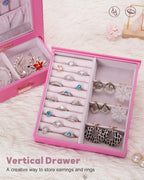 Homde Jewelry Organizer with Glass Window, 3 Drawers and Necklace Hooks-Homde