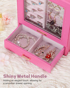 Homde Jewelry Organizer with Glass Window, 3 Drawers and Necklace Hooks-Homde
